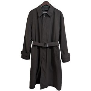 Lauren Ralph Lauren Black Microfiber Trench Coat Removable Wool Liner Men's 42R